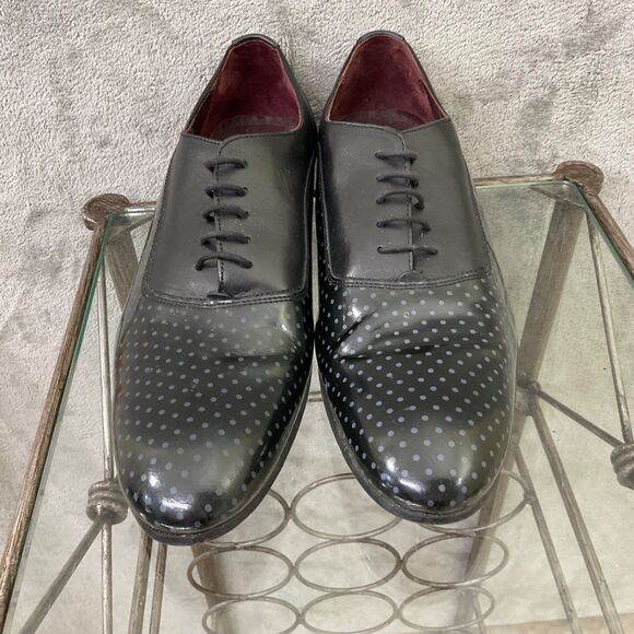 Ted Baker London Mens  Leather Lace-Up  Shoes Men’s Size 11.5 Black polka dot main image 6